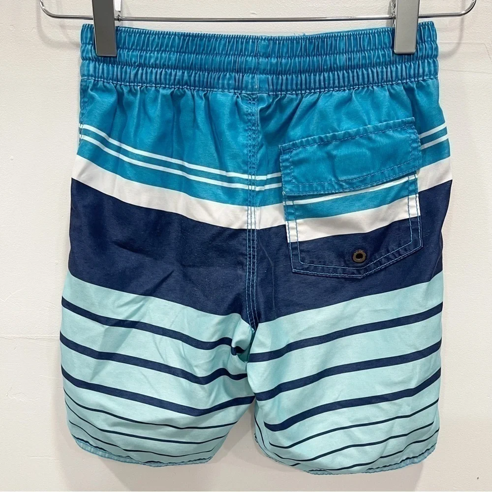 Old Navy Boys Stripe Swim Shorts Drawstring Blue Small 6-7